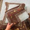 Handmade Floral Quilt Set with 3 Embroidered Pillow Shams, 89" x 90" - 19