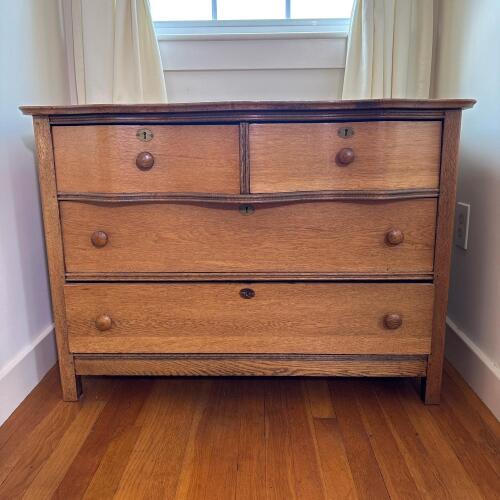 Vintage Wood Serpentine Front Dresser