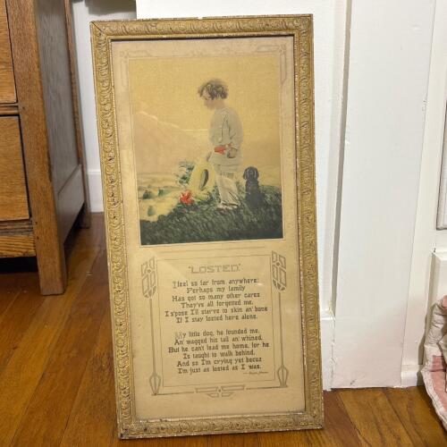 Vintage Campbell Art Co. 'LOSTED' Wall Art Poem, 9"x18"