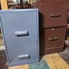 Pair of 2-Drawer Metal Filing Cabinets, Blue & Brown - 4