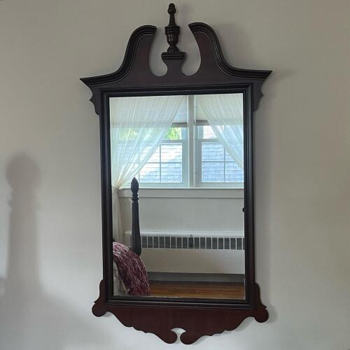Chippendale-Style Mahogany Wall Mirror with Scroll Pediment
