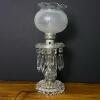 Vintage Crystal Hurricane Table Lamp w/ Etched Globe