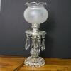 Vintage Crystal Hurricane Table Lamp w/ Etched Globe - 2