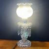 Vintage Crystal Hurricane Table Lamp w/ Etched Globe - 3