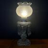 Vintage Crystal Hurricane Table Lamp w/ Etched Globe - 4
