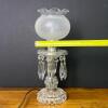 Vintage Crystal Hurricane Table Lamp w/ Etched Globe - 10