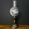 Antique-Style Electric Hurricane Table Lamp with Etched Floral Glass Globe