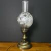 Antique-Style Electric Hurricane Table Lamp with Etched Floral Glass Globe - 2