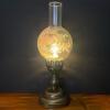 Antique-Style Electric Hurricane Table Lamp with Etched Floral Glass Globe - 3
