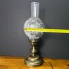 Antique-Style Electric Hurricane Table Lamp with Etched Floral Glass Globe - 7