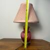 Vintage Cranberry Swirl Glass Table Lamp with Pleated Pink Shade - 6