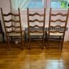 Set of 3 Brown Wood Ladder Back Dining Chairs with Rush Seating - 4