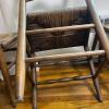 Set of 3 Brown Wood Ladder Back Dining Chairs with Rush Seating - 5