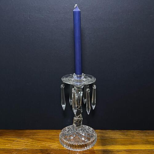 Clear Glass Prism Candlestick Holder