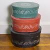 Set of 3 Hand-Painted Shaker Style Pantry Boxes, Artist Signed, 2002, Stackable, Floral Motif