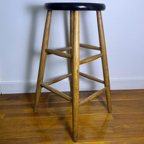 Wooden Bar Stool with Black Seat