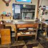Heavy Duty Wooden Workbench with Drawer & Twin Shelves + Miami Carey Mirror Wall Cabinet