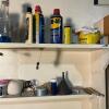 Large Mixed Lot Tools, Hardware & Supplies w/ Metal Toolbox, WD-40, Irwin, Adhesives, Paint