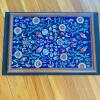 Large Framed Turkish Iznik-Style Floral Ceramic Tile Panel, 26"x18"