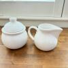 Polish Bolesławiec Oval Serving Dish & Classic with White Creamer Sugar Set - 2