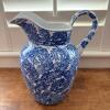 Spode Blue Italian Lidded Canister and Blue Leaf Motif Ceramic Pitcher - 3