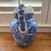 Spode Blue Italian Lidded Canister and Blue Leaf Motif Ceramic Pitcher - 4