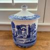 Spode Blue Italian Lidded Canister and Blue Leaf Motif Ceramic Pitcher - 9