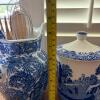 Spode Blue Italian Lidded Canister and Blue Leaf Motif Ceramic Pitcher - 14
