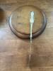 Antique Butter Serving Set: Blue Willow Dish, Wooden Paddle - 3