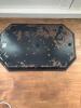 Hand-Painted Nashco Metal Floral Tray Black/Gold - 2