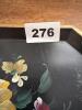 Hand-Painted Nashco Metal Floral Tray Black/Gold - 7