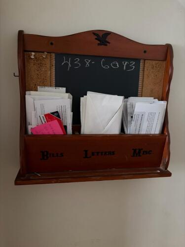 Wall-Mounted Mail Organizer with Chalkboard