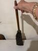 Antique Wood & Leather Fireplace Bellows and Cleaning Brush - 5