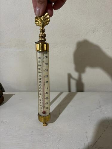 Vintage Brass Wall Thermometer,=