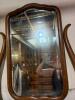Antique Oak Dresser Mirror, 38.5" Wide, Ornate Victorian Revival, Tilting Tabletop Stand - 2