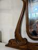 Antique Oak Dresser Mirror, 38.5" Wide, Ornate Victorian Revival, Tilting Tabletop Stand - 3