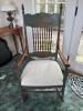 Solid Wood Rocking Chair with Cream Upholstered Seat