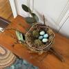 Faux Birds Nests with Wooden Eggs and Bluebird - 2