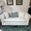 Light Beige Rolled Arm Loveseat with Accent Pillows