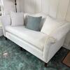 Light Beige Rolled Arm Loveseat with Accent Pillows - 2