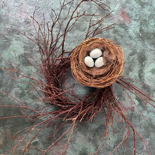 Twig Wreath and Faux Bird Nests