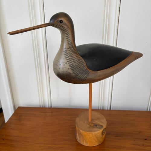 Hand-Carved Wooden Shorebird Decoy