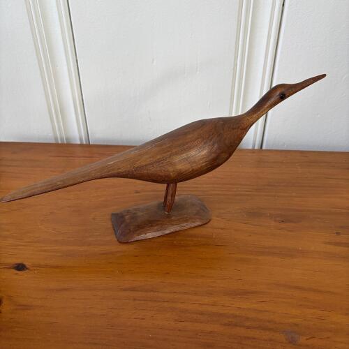 Hand-Carved Wooden Shorebird Sculpture