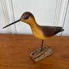 Hand-Carved Wooden Yellowlegs Shorebird Decoy on Driftwood Base