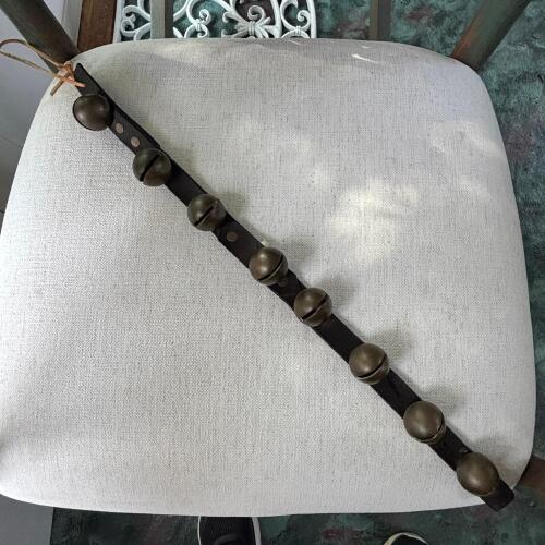 Antique Leather Strap with 8 Brass Sleigh Bells