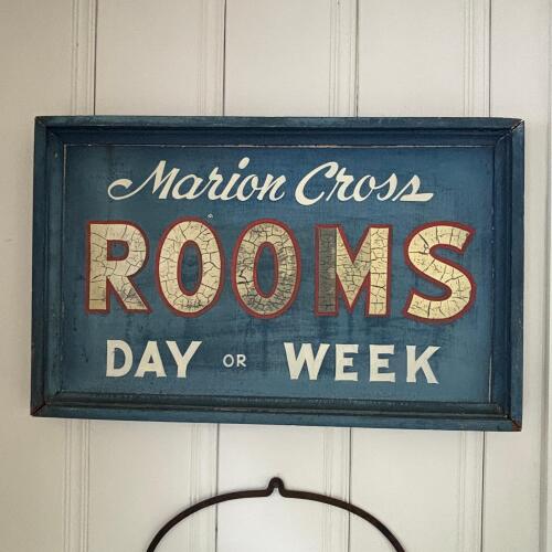 32"x21" Wooden "Rooms for Rent" Sign by Marion Cross