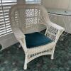 White Faux Wicker Armchair with Teal Cushion