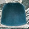 White Faux Wicker Armchair with Teal Cushion - 3