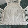 White Faux Wicker Armchair with Teal Cushion - 4