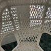 White Faux Wicker Armchair with Teal Cushion - 5